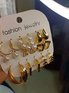 Assorted Golden Earrings Set Of 9