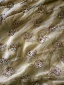 Golden Net Work Skirt And Sleeveless Top