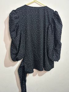 Chic Polka Dot Wrap Top