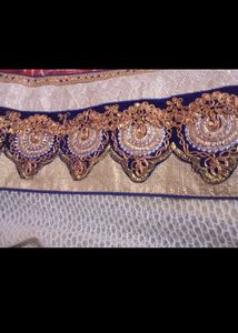 White Blue Heavy Work Saree With Blouse