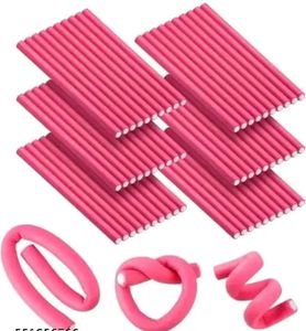 Pink Foam Hair Curlers - 10 Pieces