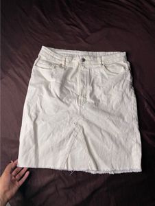 White Denim Mini Skirt