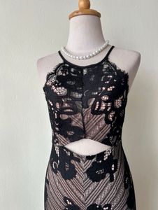Back Floral Lace Asymmetrical Dress