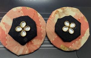Peach Floral Fabric Base Earrings