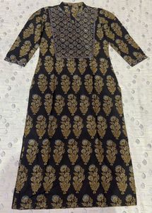 Mirror Sequin Work Block Print Kurta