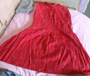 Red Sleeveless Casual Dress