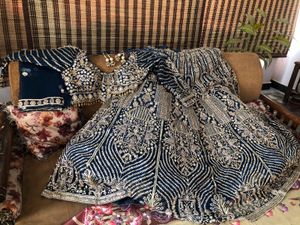 Blue Embellished Lehenga Choli With Dupatta