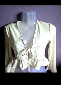 H&amp;M White Coat With Bell Sleeves