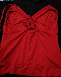 Red Backless Crop Top !