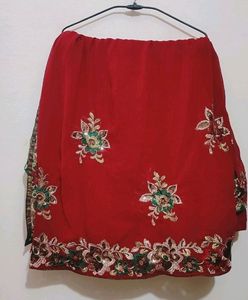 Maroon Green Saree For Festive Without Blouse
