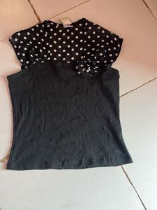 Polka Dot Top with Flower Detail