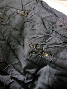 Black Embroidered Kurti with Bead Detailing