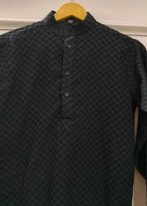 Black Patterned Kurta