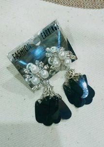 Pearl &amp; Rhinestone Tassel Earrings
