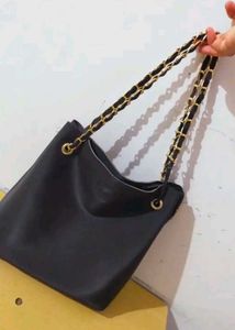 Black Tote Bag with Chain Detail