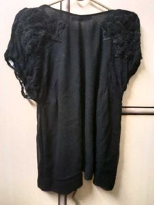 Embroidered Black Top