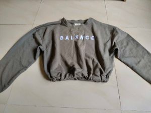 Olive Green Balance Cropped Sweatshirt