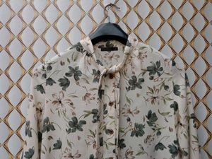 New Korean Floral Bow Shirt Top