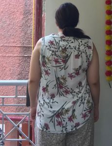White Floral Sleeveless Top
