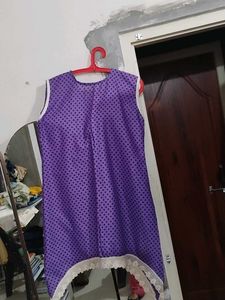 Purple mirror embellishe asymmetrical kurta