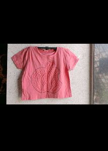 Pink Cut Out Crop Top