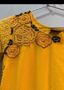Yellow Embroidered Kurti/Dress