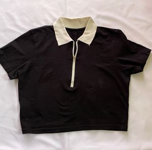 Black Crop Top with Zipper