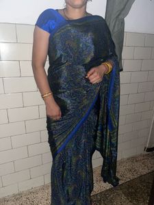 Crepe Elegant Blue Printed Saree