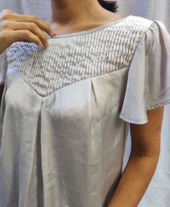 Silver Satin Top