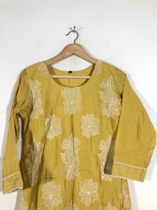 Mustard Yellow Emboridered Kurta Set (Women’s)