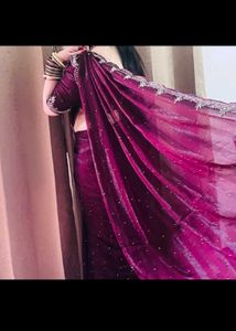 Beautiful handwork Wine Colour saree