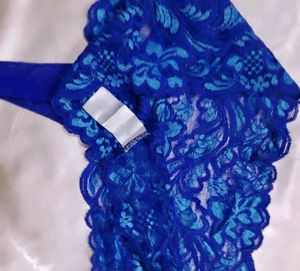 Blue Lace Thong Panties