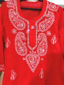Mirror &amp; Chicken Kari Embroidery Kurti With inner