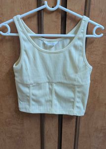 Ribbed Cream Sleeveless Crop Top