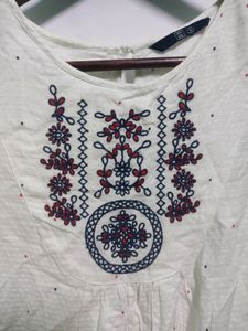 White Embroidery Top For Women