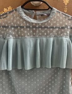 Light Blue Polka Dot Blouse