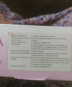 Vega Rechargeable Lady Shaver
