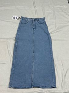 Zara Blue Denim Slit  Skirt