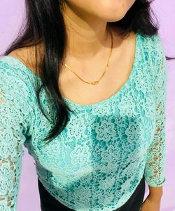 Lace Sea Green Top
