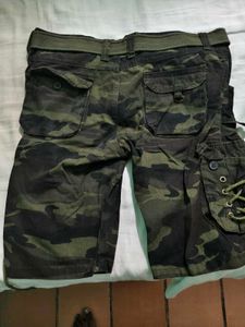 Camo Cargo Shorts With Belt