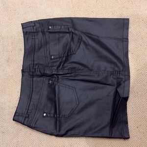 Black PU leather Mini Skirt