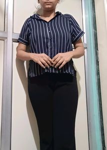 Striped Casual Crop Shirt