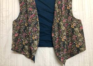 Multi Colour Printed Open Vest
