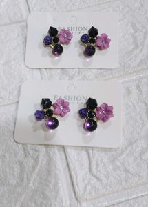 Floral Stone Stud Earrings