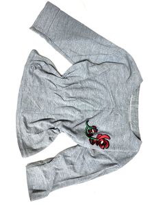 Gray Floral Long Sleeve Crop Tee 💙🤍