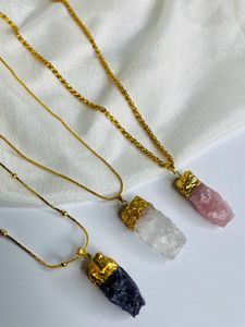 Raw Crystal Necklaces - Gold Plated