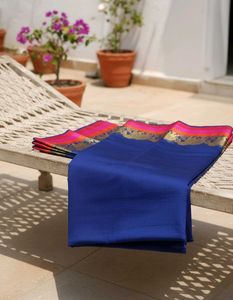 Elegant Blue Saree with Gold Border