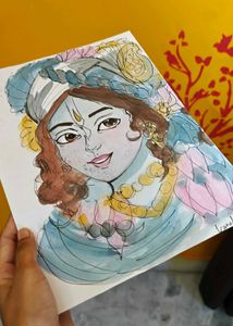 Krishna Watercolor Painting