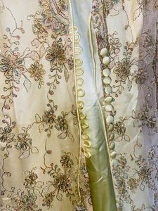 Elegant Gold Embroidered Dress with Sheer Jacket