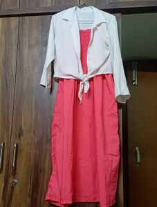 Pink Dress with White Shrug